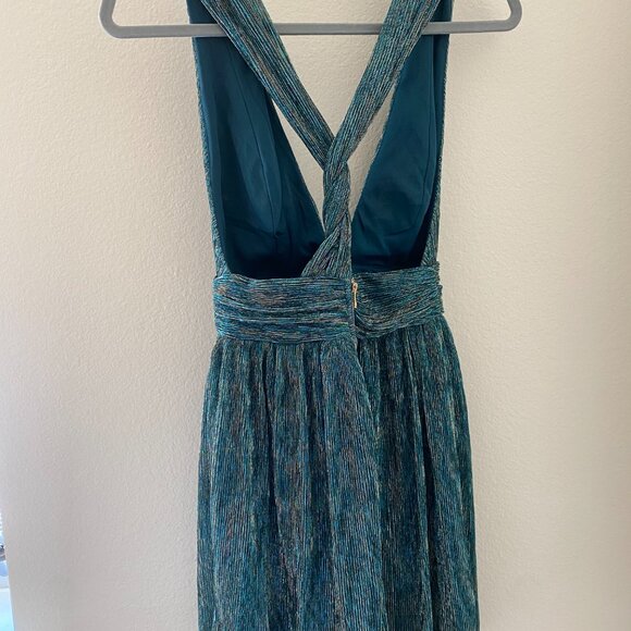 Ailey Blue Gold Halter Skater Cocktail Dress from Lulus , XS - Picture 4 of 6